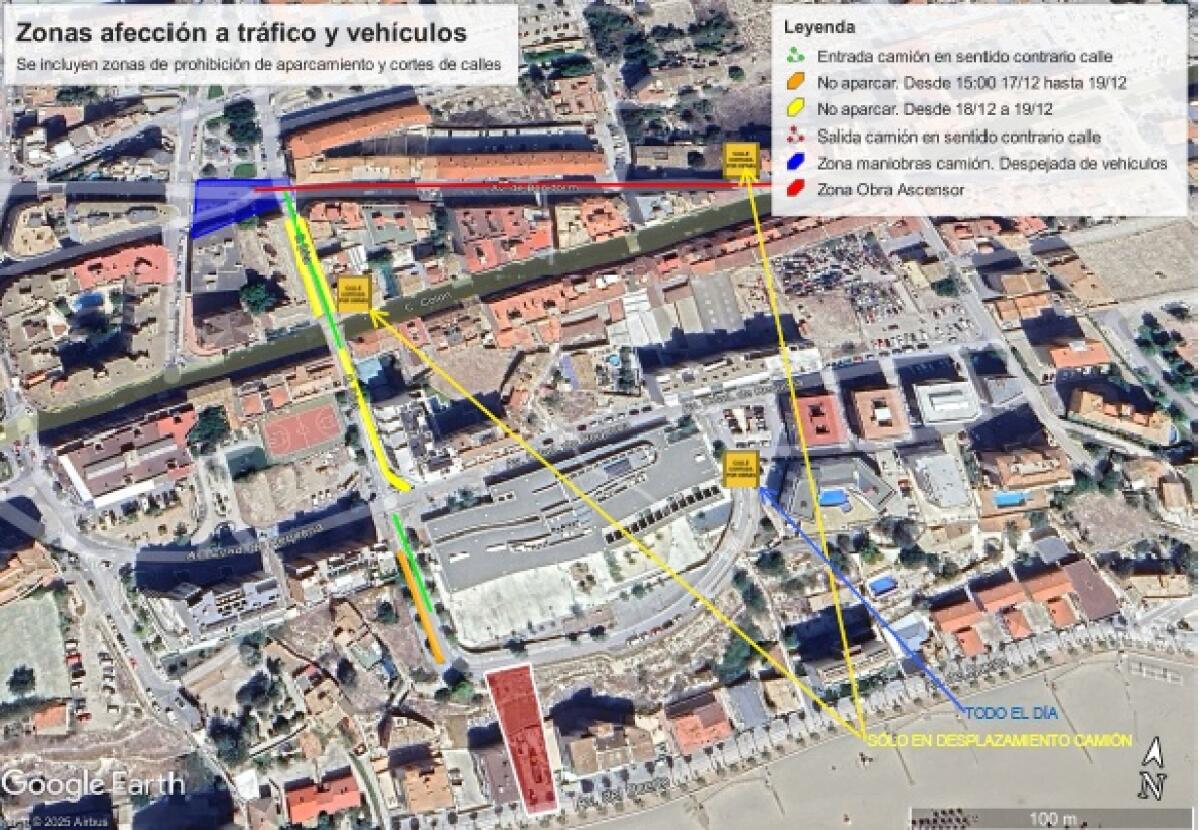 Corte de tr&aacute;fico con motivo de las obras del ascensor que conecta la playa Centro de Villajoyosa con la zona Barberes Sur 