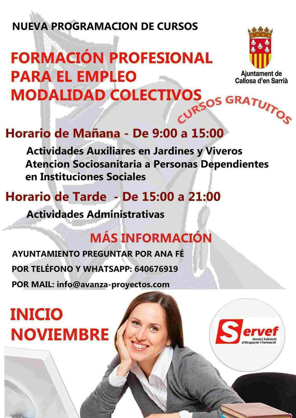 Callosa · Cursos gratuitos para fomentar el empleo