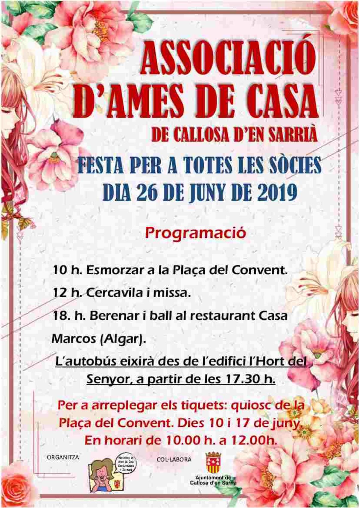 Callosa // Las Amas de Casa celebran una fiesta para todas sus socias el próximo 26 de junio