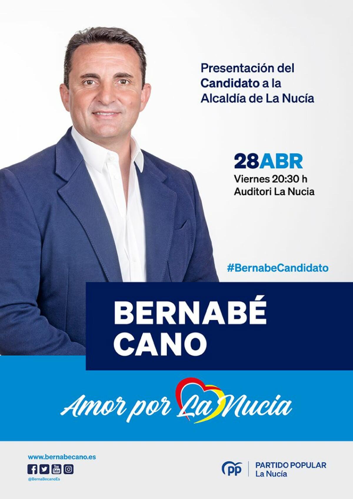 La presentación de Bernabé Cano será el viernes 28 de abril en l’Auditori