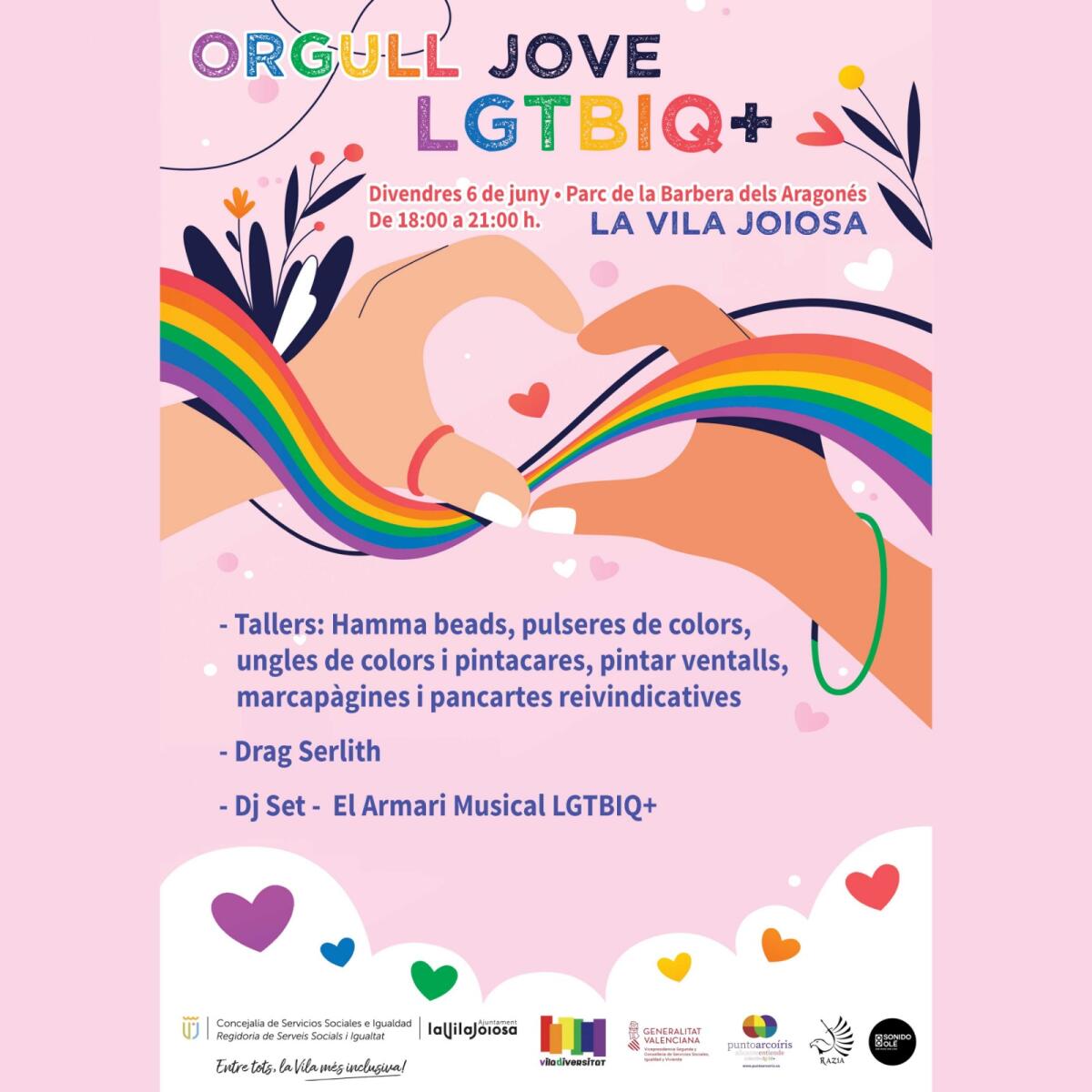 Villajoyosa celebra el Orgullo Joven LGTBIQ+ este viernes en el parque de La Barbera