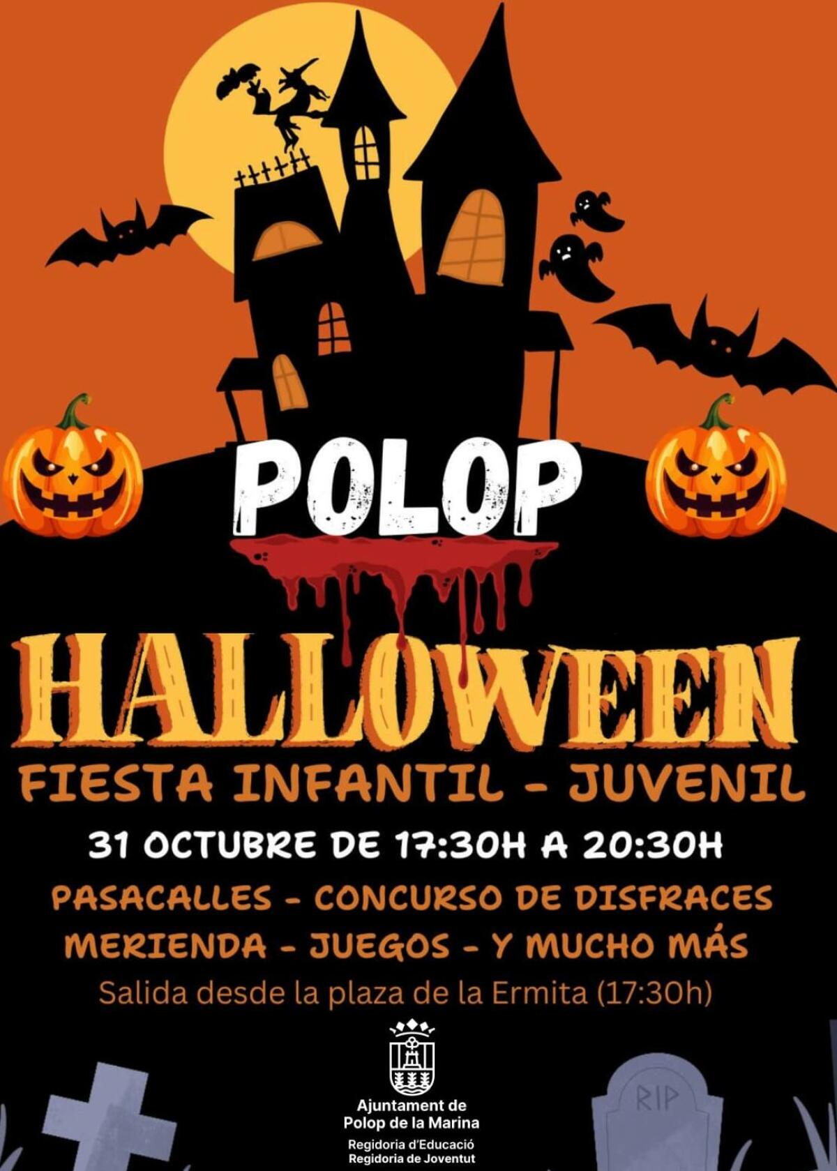 Polop celebra una gran fiesta de Halloween con pasacalles, concurso de disfraces y actividades para todas las edades