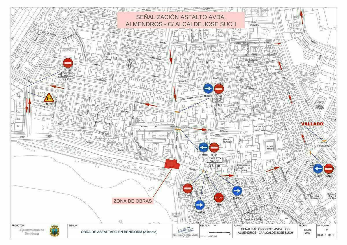 El tramo bajo de Almendros, cerrado hasta el domingo por el asfaltado de Sant Pere y Alcalde Jos&eacute; Such.