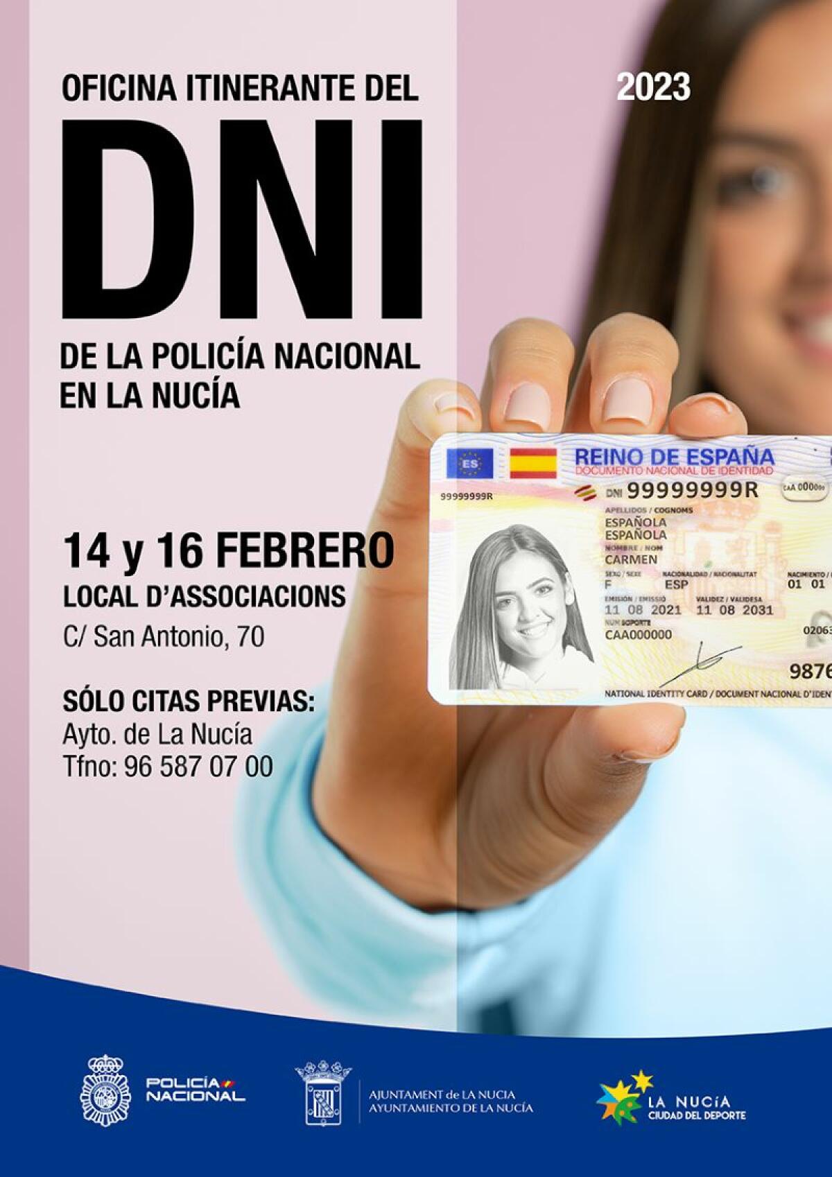 El 14 de febrero retorna la Oficina del DNI a La Nucía