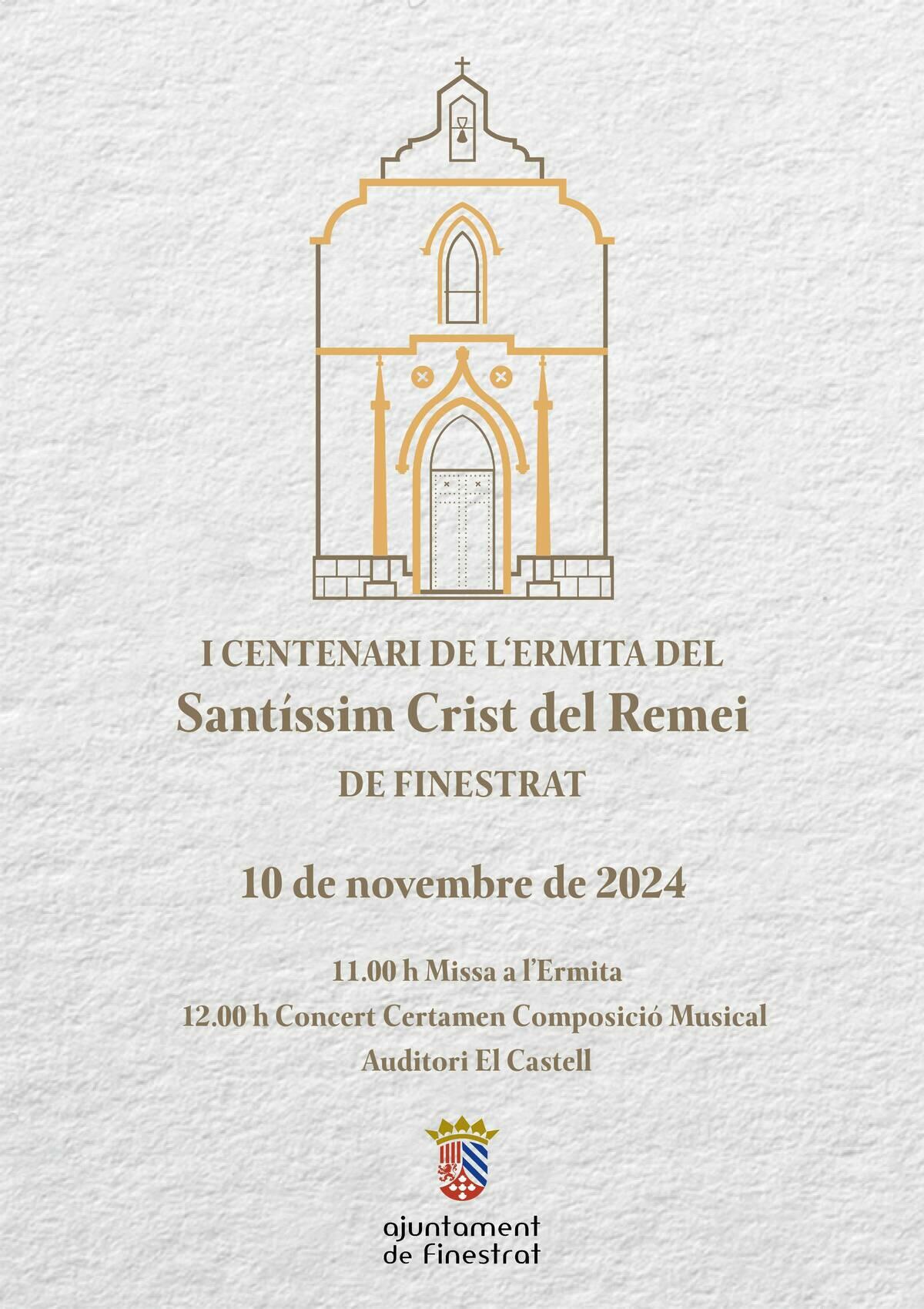 PRESENTACIÓN DE LOS ACTOS POR EL CENTENARIO DE LA ERMITA DEL SANTÍSSIM CRIST DEL REMEI DE FINESTRAT