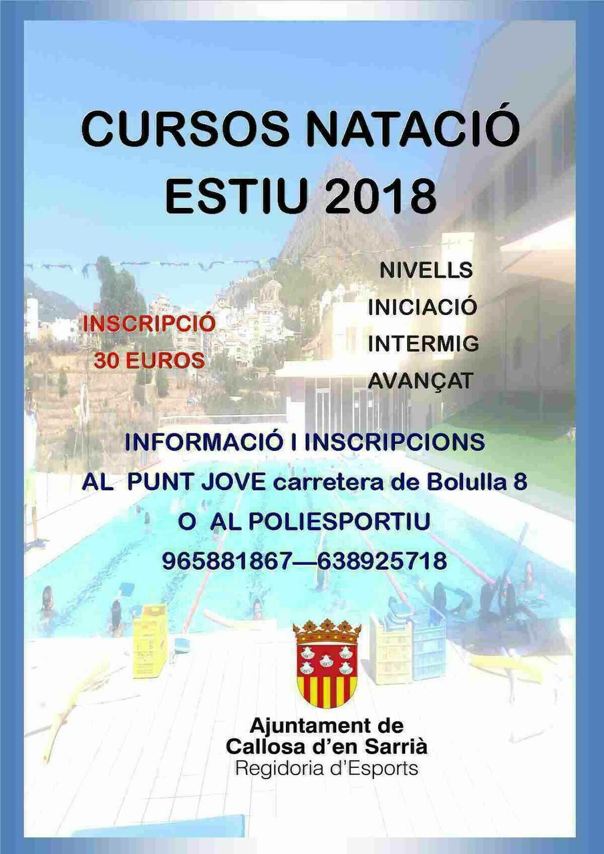 Callosa &middot; El Ayuntamiento abre el pr&oacute;ximo lunes el plazo de inscripci&oacute;n para los Cursos de Nataci&oacute;n de Verano 2018