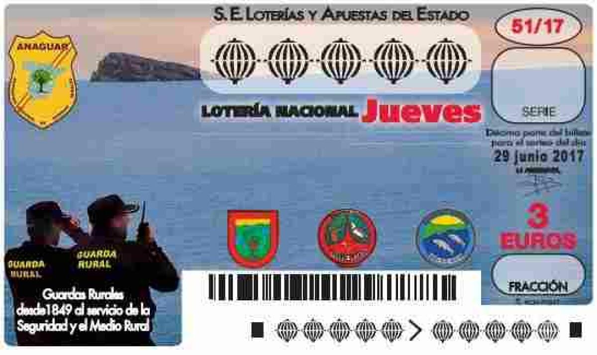 Loter&iacute;as ilustra con la isla de Benidorm su boleto del jueves, dedicado a los guardas rurales