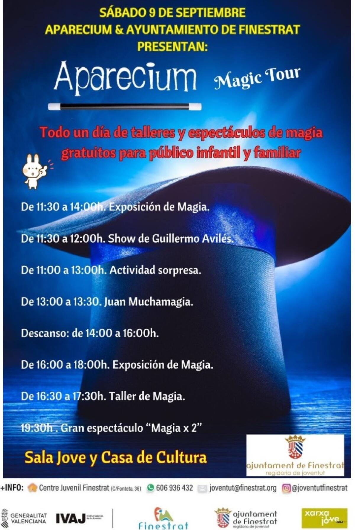 ESTE SÁBADO 9 DE SEPTIEMBRE LLEGA LA MAGIA A FINESTRAT CON “APARECIUM MAGIC TOUR”