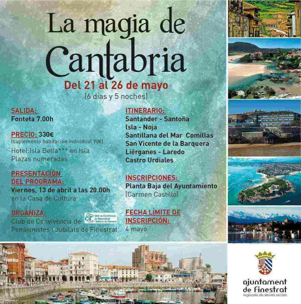 Finestrat organiza un viaje a Cantabria del 21 al 26 de mayo