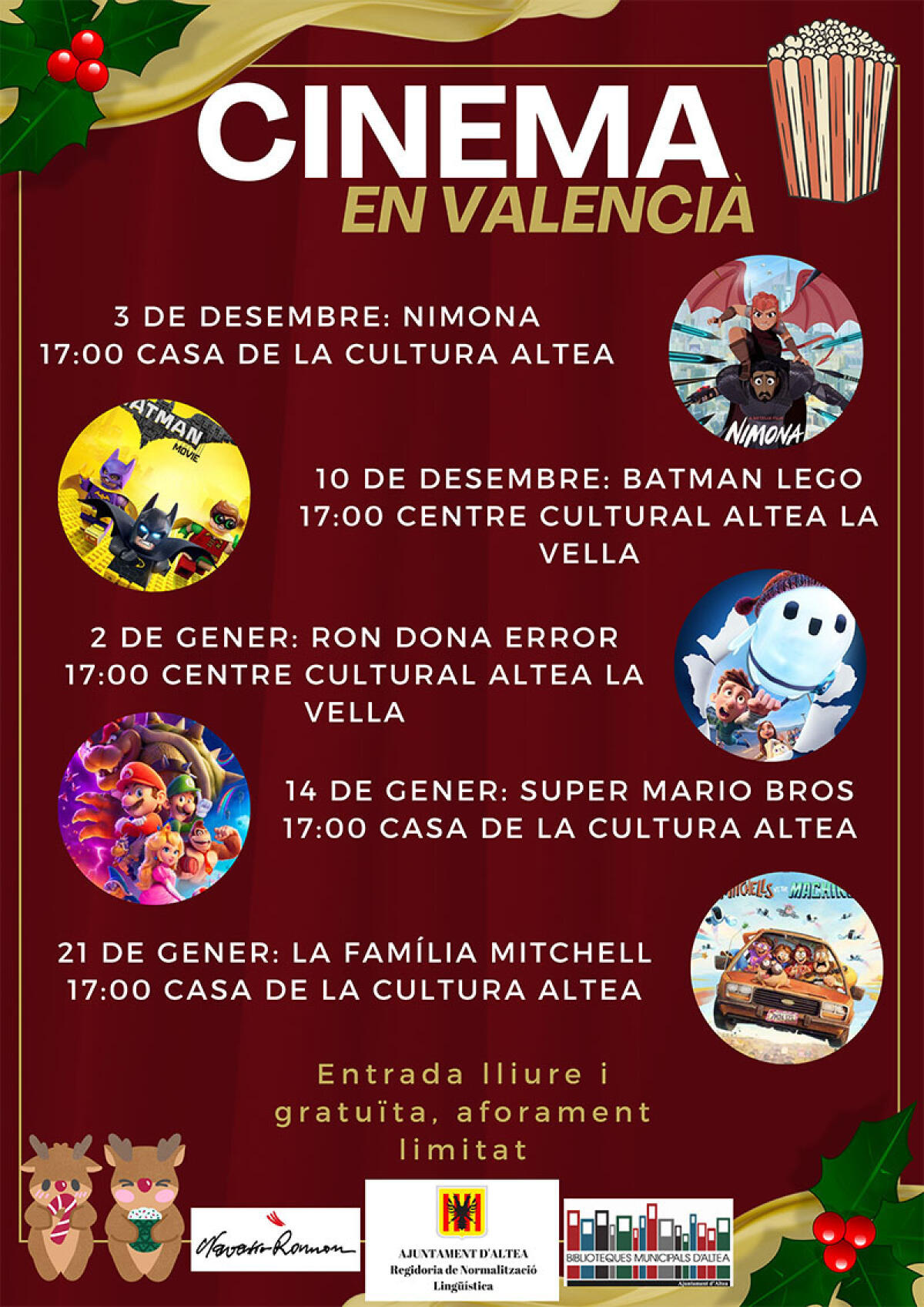 Normalización Lingüística organiza un ciclo de cine en valenciano para Navidad