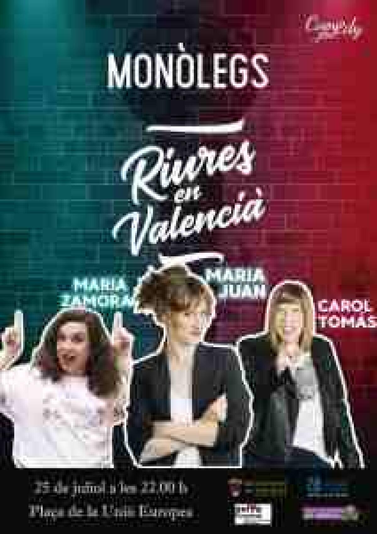 Este sábado llega a Finestrat el espectáculo “Riures en valencià” con las monologuistas María Juan, María Zamora y Carol Tomás.