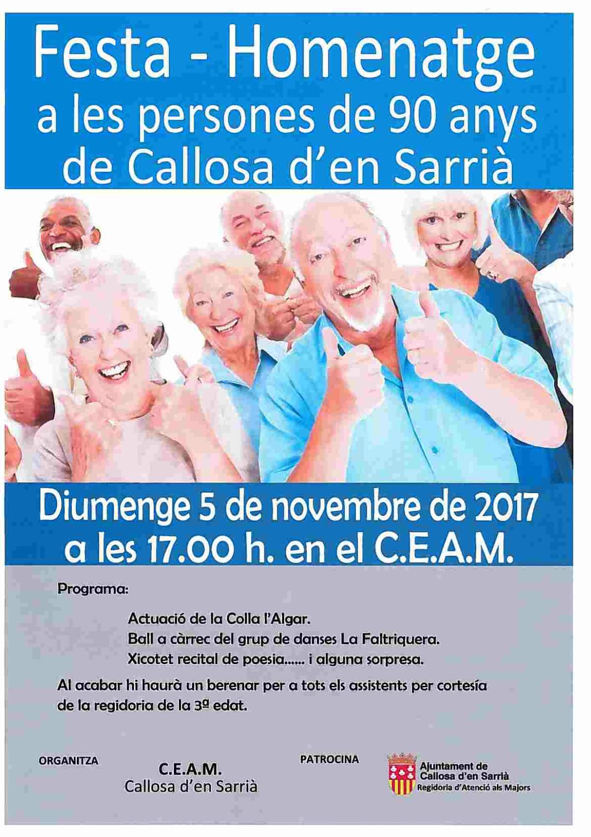 Fiesta homenaje a las personas de 90 a&ntilde;os de Callosa d&rsquo;en Sarri&agrave; 