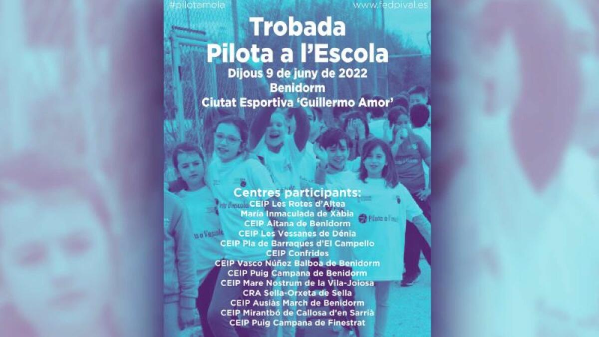 Benidorm reunirá a alrededor de 400 alumnos en la ‘Trobada de Primaria de Pilota a l’Escola’