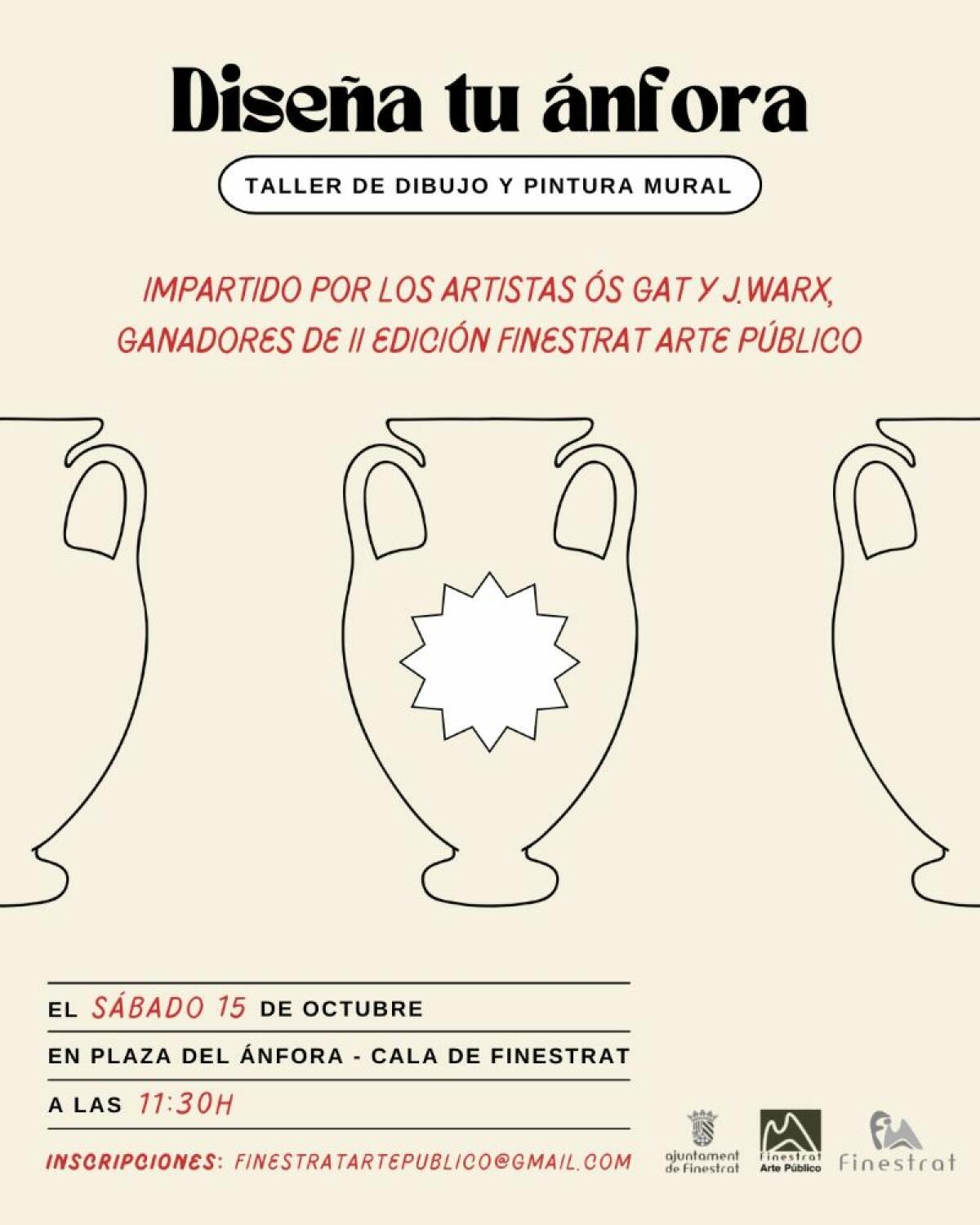 ESTE SÁBADO SE CELEBRA EN LA CALA DE FINESTRAT EL TALLER “DISEÑA TU ÁNFORA” IMPARTIDO POR LOS GANADORES DEL PREMIO II FINESTRAT ARTE PÚBLICO 