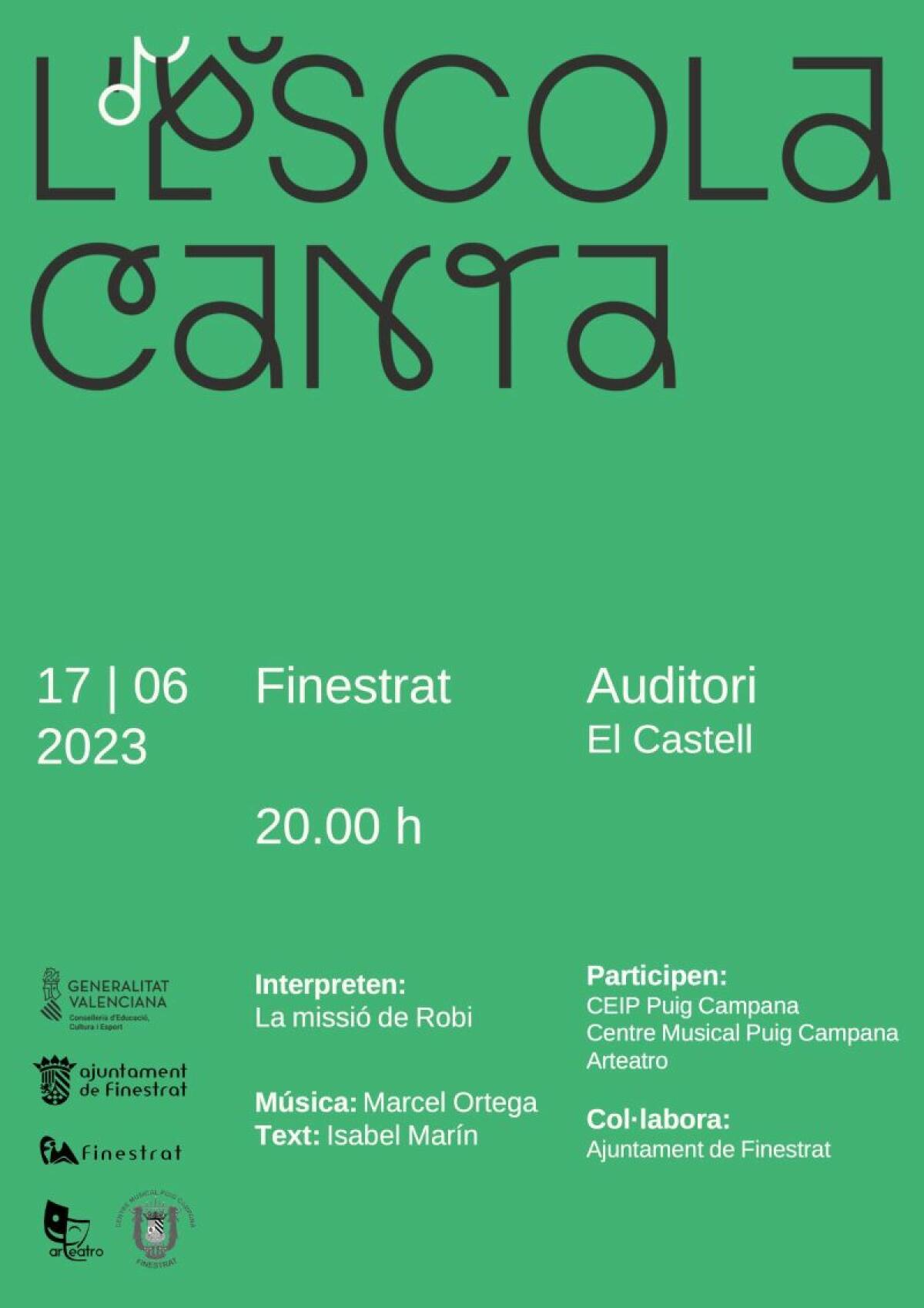 VUELVE “L’ESCOLA CANTA” A FINESTRAT EL PRÓXIMO SÁBADO 17 DE JUNIO A LAS 20H