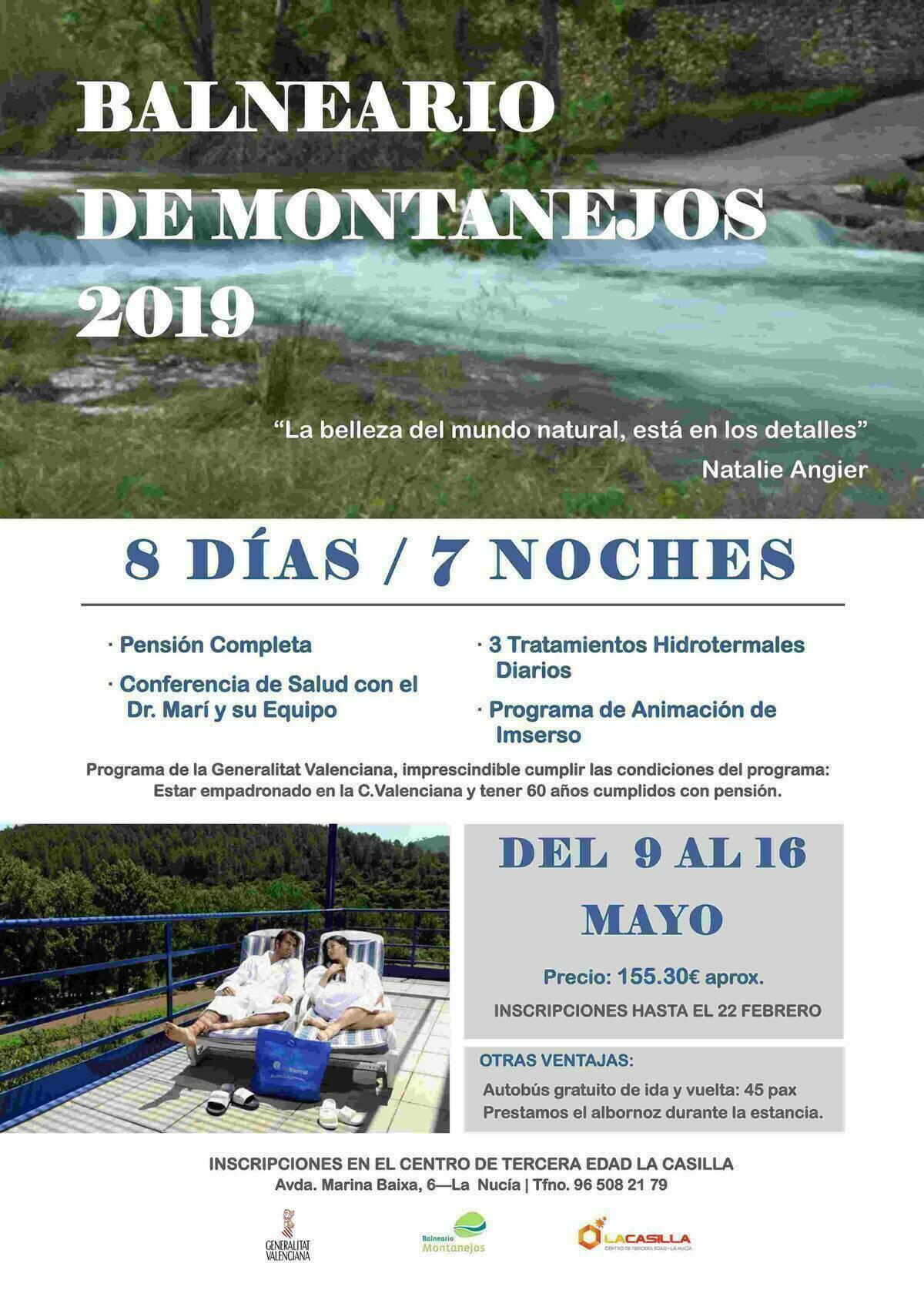 La Nucía · 3ª Edad abre el plazo para el Viaje al Balneario de Montanejos 