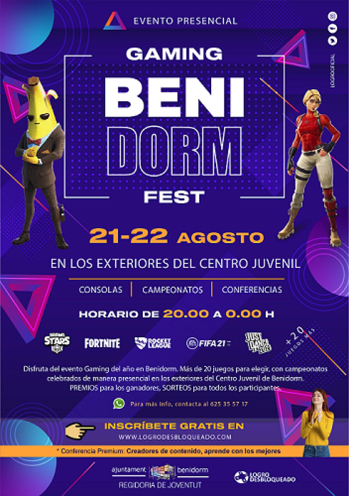 Juventud programa el Gaming Benidorm Fest, dos jornadas de videojuegos los días 21 y 22 de agosto