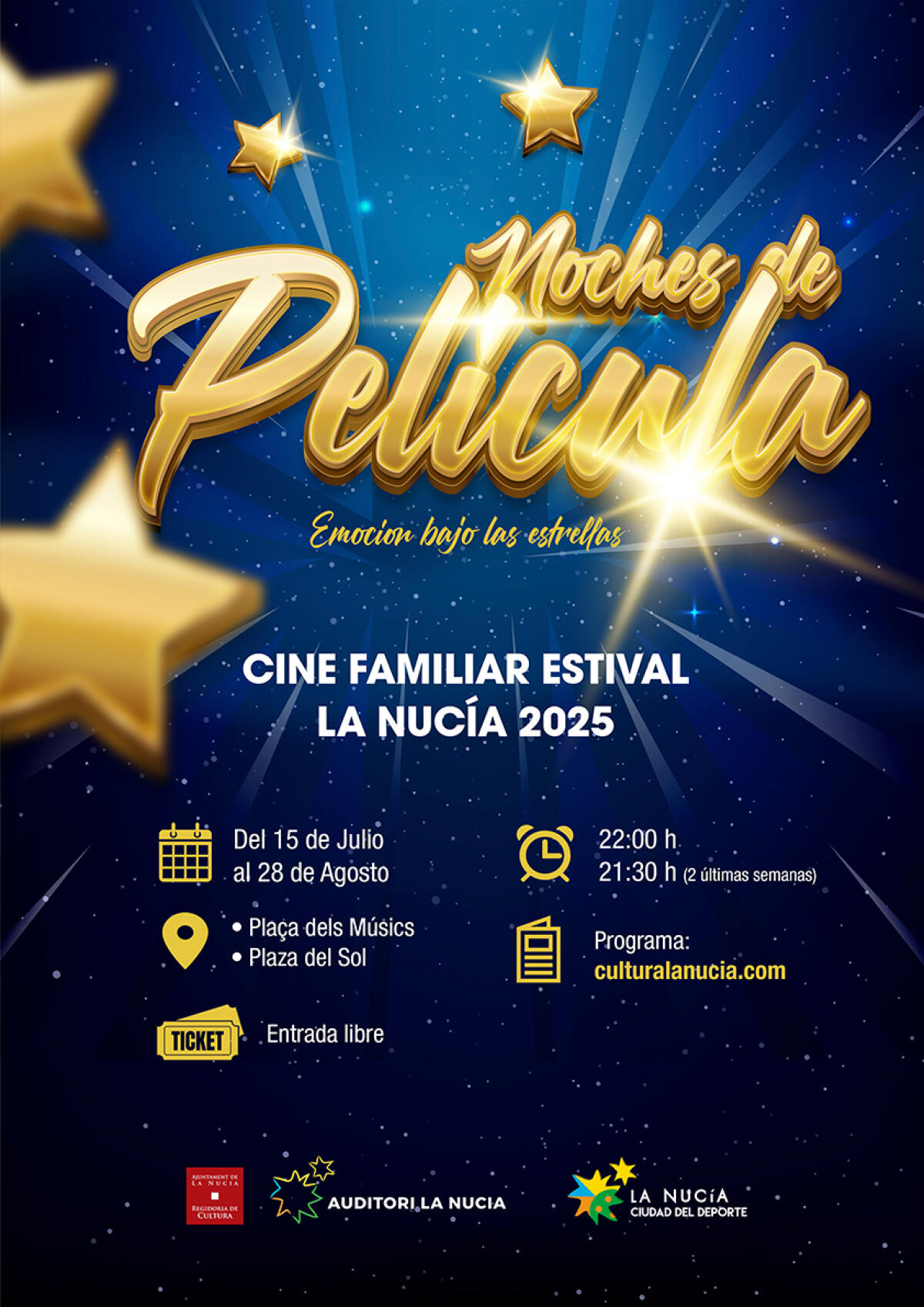 El Cine Estival de La Nucía 2025 contará con 12 películas
