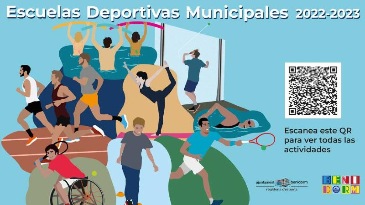 Benidorm oferta cursos de iniciación deportiva a través de las 7 escuelas deportivas municipales, 2 no municipales y 9 clubes deportivos locales 