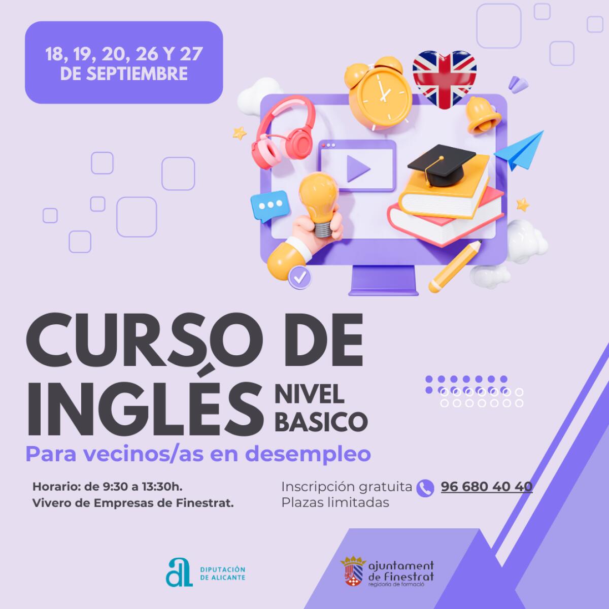 FINESTRAT ORGANIZA UN CURSO DE INGLÉS PARA APOYAR A LOS VECINOS EN SITUACIÓN DE DESEMPLEO