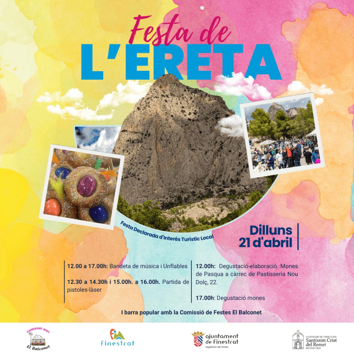 EL LUNES DE PASCUA FINESTRAT CELEBRA LA FESTA DE L’ERETA, DECLARADA DE INTERÉS TURÍSTICO LOCAL 