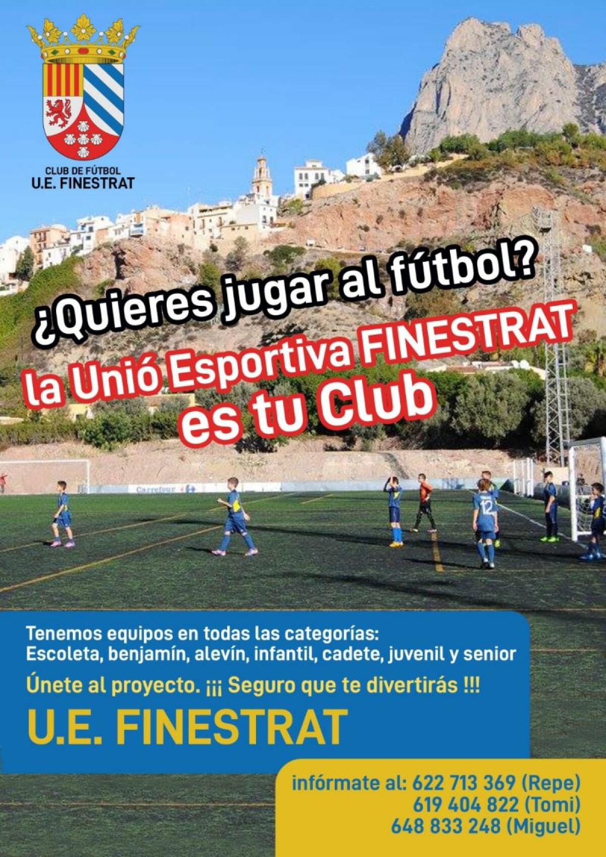 EL C.F. UNIÓ ESPORTIVA FINESTRAT ABORDA LA TEMPORADA 2022-2023 CON NUEVA DIRECTIVA Y LA NOVEDAD DEL EQUIPO SENIOR