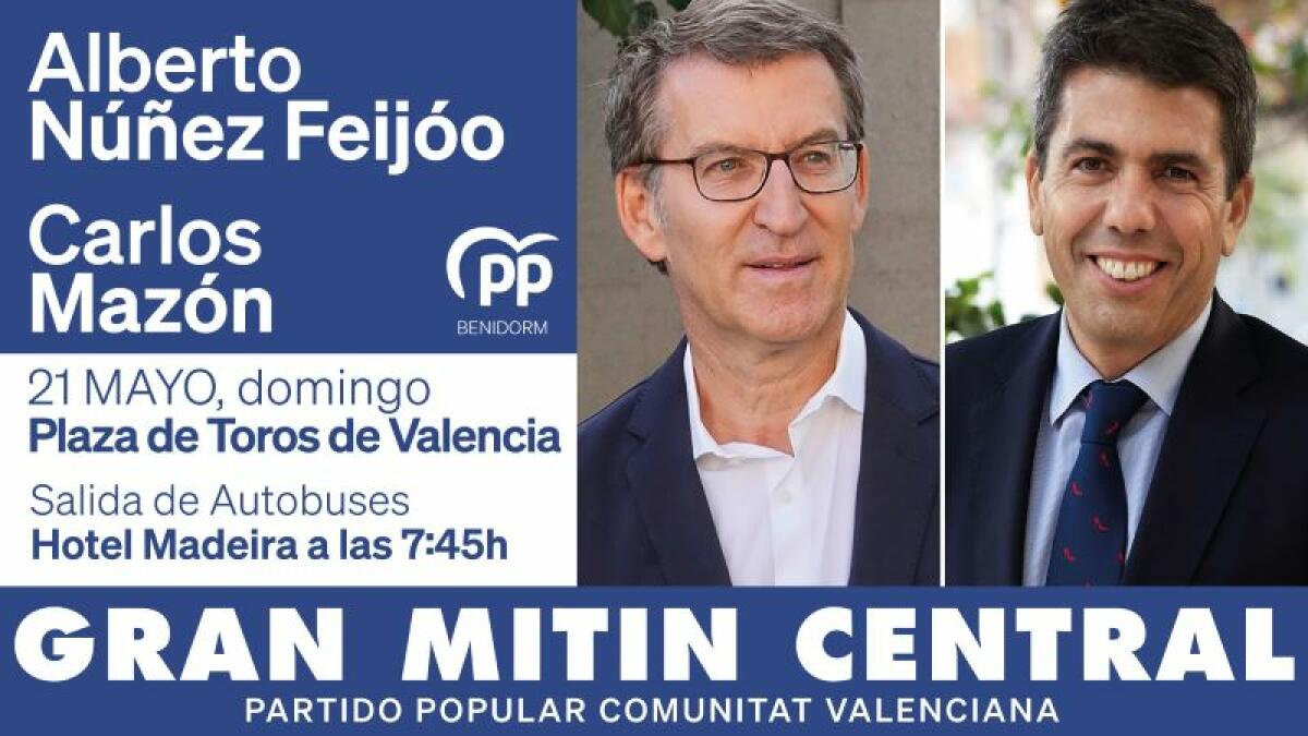 Mazón y Feijóo se citan el domingo en la plaza de toros de Valencia en el mitin central de campaña 