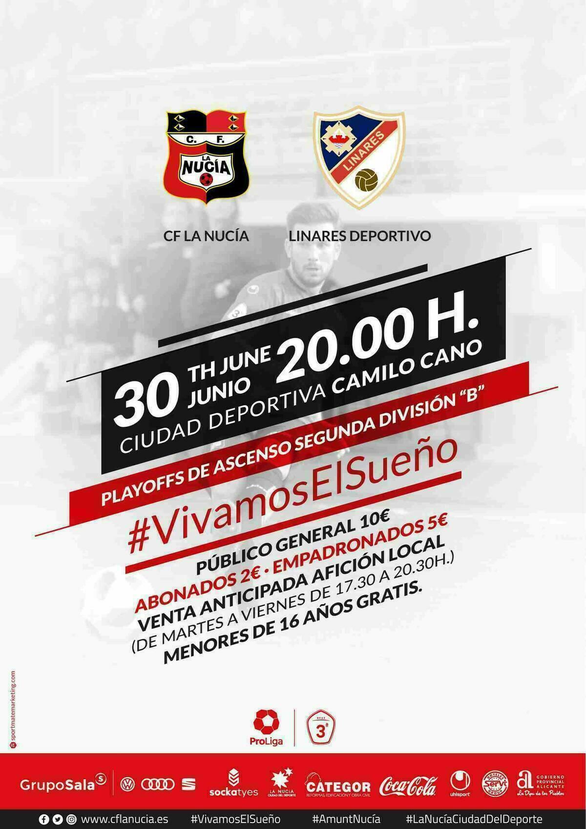 “Entradas populares” para la “Final del Ascenso a 2ª B” La Nucía-Linares
