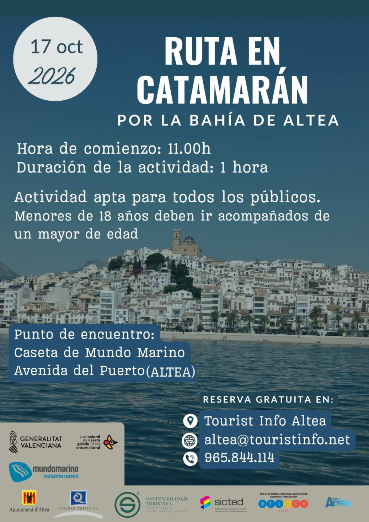 Turismo Altea organiza una traves&iacute;a en catamar&aacute;n para poner en valor el patrimonio natural de la bah&iacute;a de altea