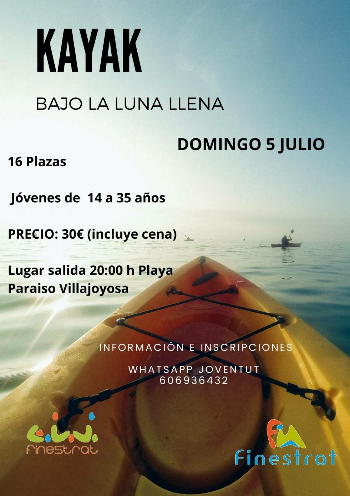 La concejal&iacute;a de Juventud organiza una excursi&oacute;n nocturna en kayak el 5 de Julio coincidiendo con el pr&oacute;ximo eclipse lunar.