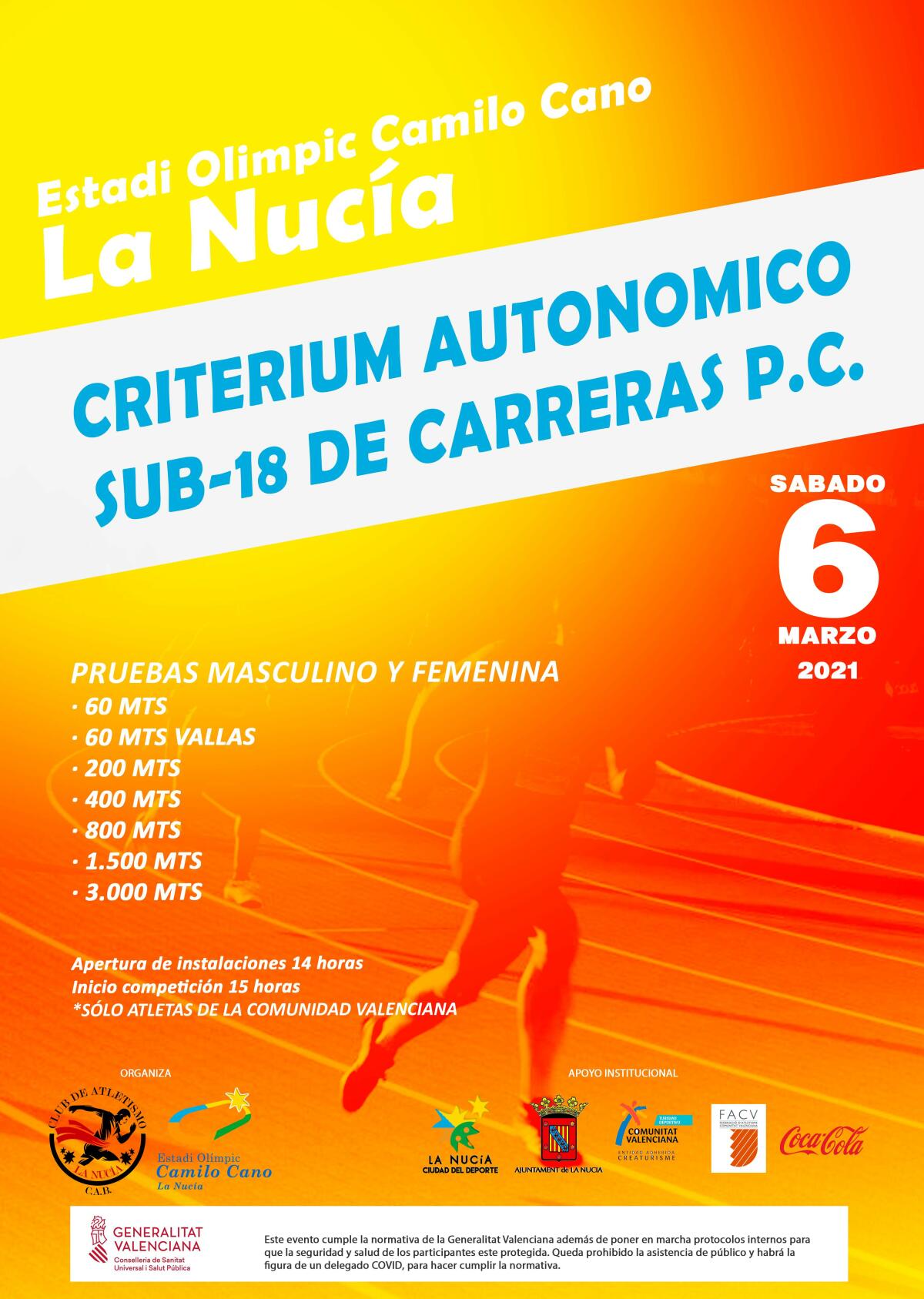 Criterium Autonómico de Atletismo sub-18 este sábado en el Estadi Olímpic