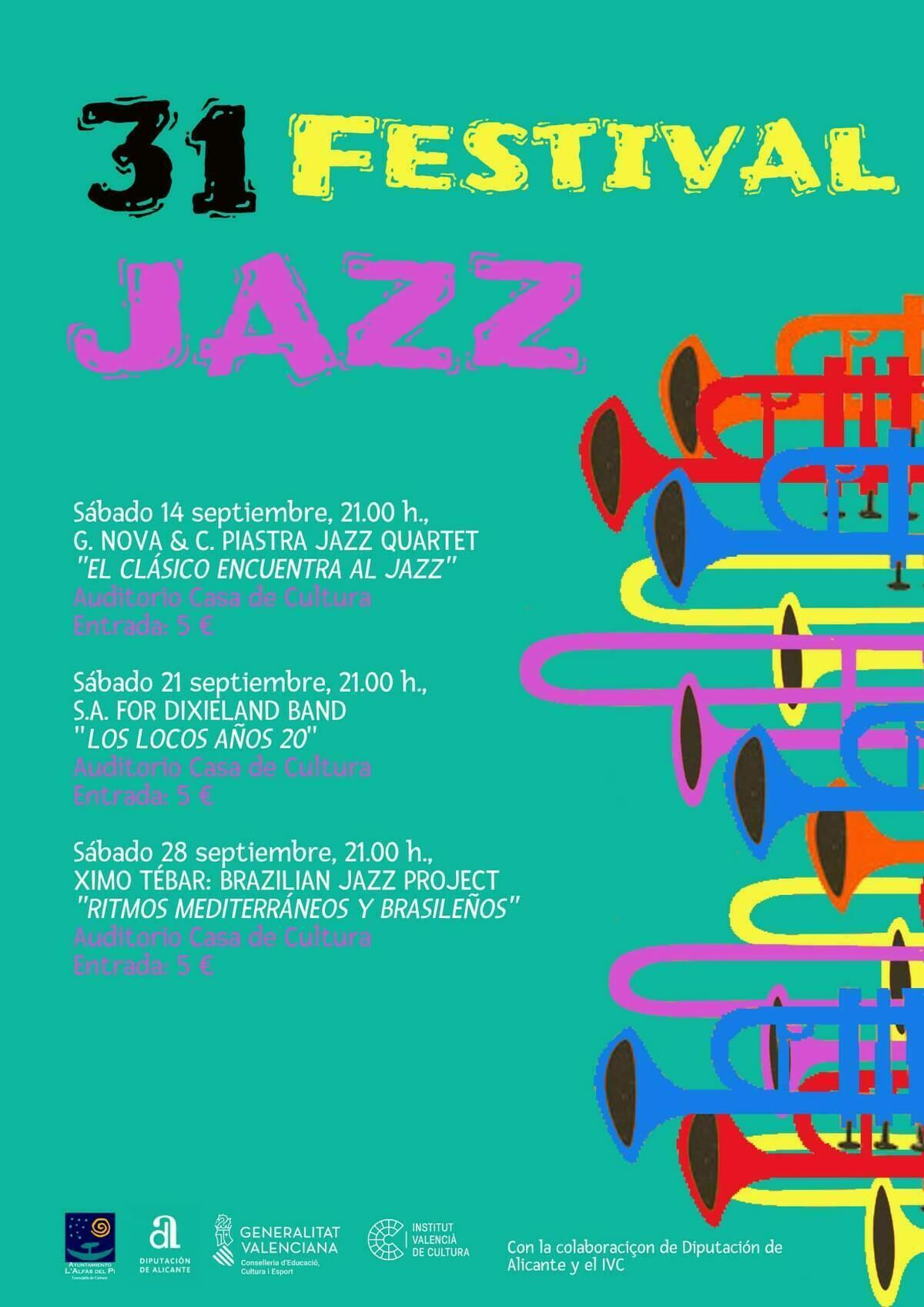 Este sábado se estrena el 31 Festival 'L'Alfàs en Jazz' con el Grupo G. Nova & C. Piastra Jazz Quartet