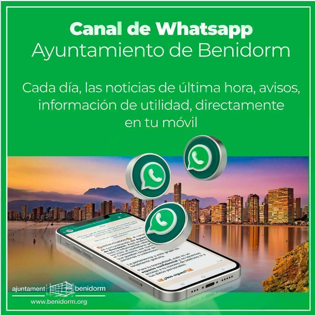 El Ayuntamiento de Benidorm pone en marcha un canal de comunicación a través de WhatsApp