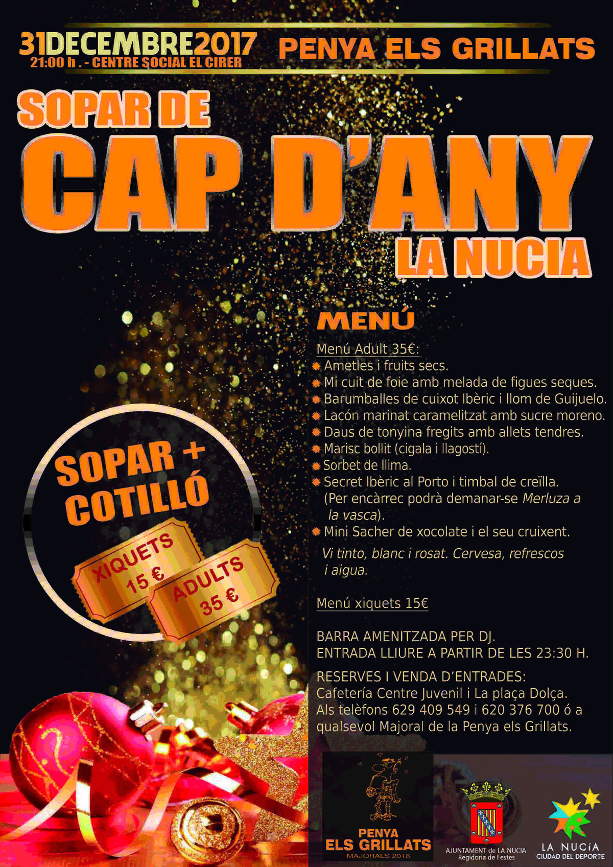 La Nuc&iacute;a &middot; Els Majorals 2018 organizan una cena de Nochevieja en el Cirer