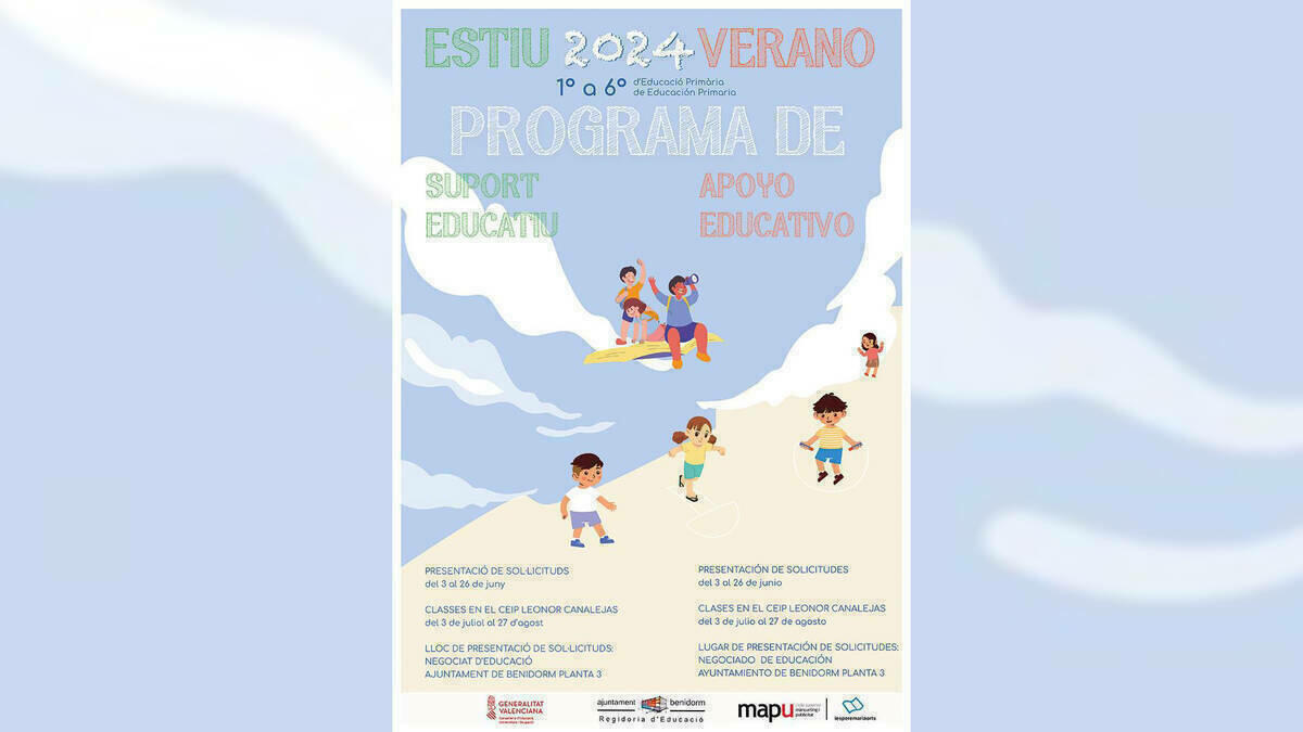 Benidorm abre el plazo de inscripción para el Programa de Apoyo Educativo de Verano, que de nuevo se desarrolla en el CEIP Leonor Canalejas