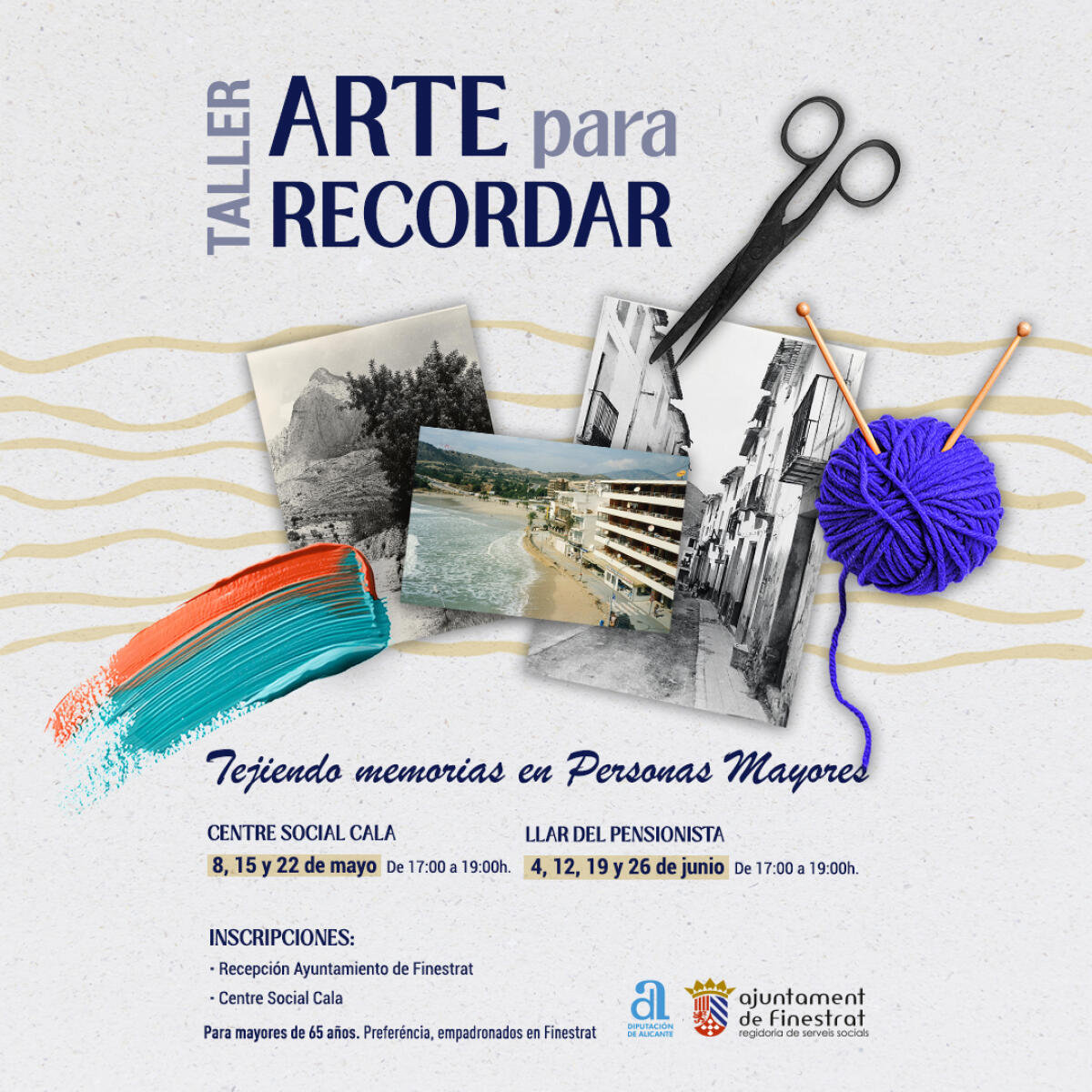 FINESTRAT IMPULSA UN TALLER TITULADO &ldquo;ARTE PARA RECORDAR&rdquo; DIRIGIDO A PERSONAS MAYORES 