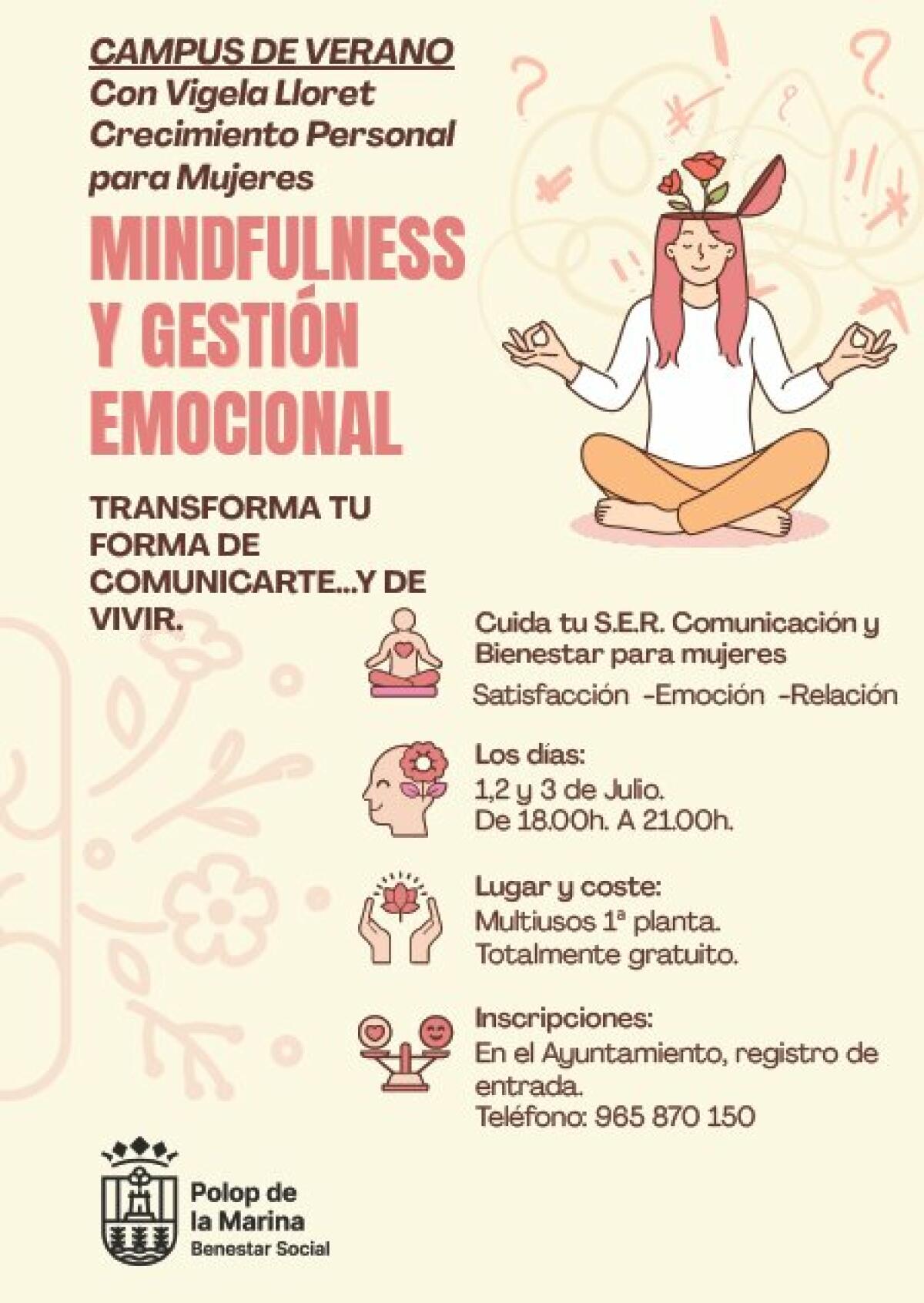 Polop de la Marina impulsa un Campus de Verano gratuito para mujeres centrado en el bienestar emocional y la comunicación