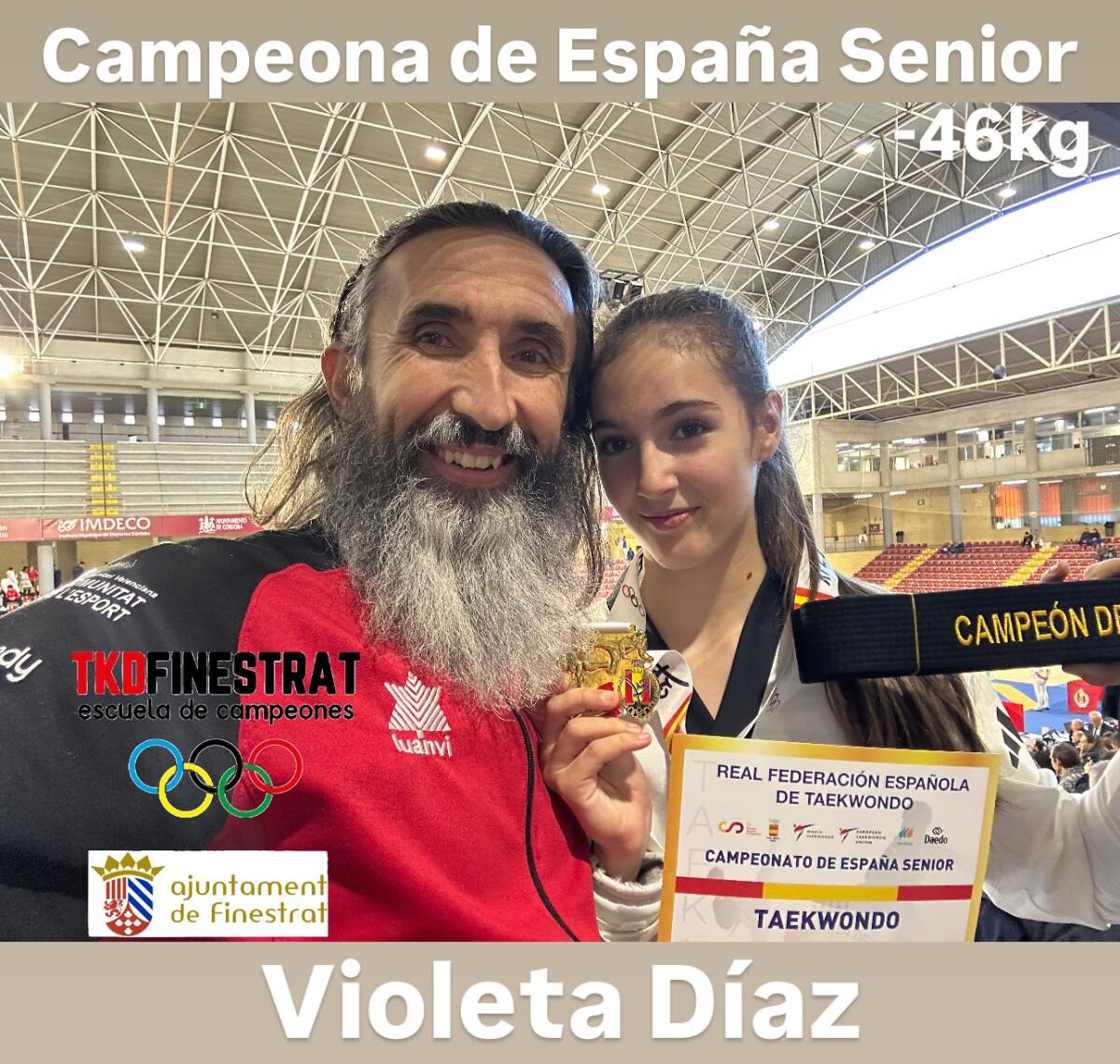 VIOLETA DÍAZ, LA PRIMERA DEPORTISTA DE FINESTRAT QUE SE PROCLAMA CAMPEONA ABSOLUTA DE ESPAÑA DE TAEKWONDO  