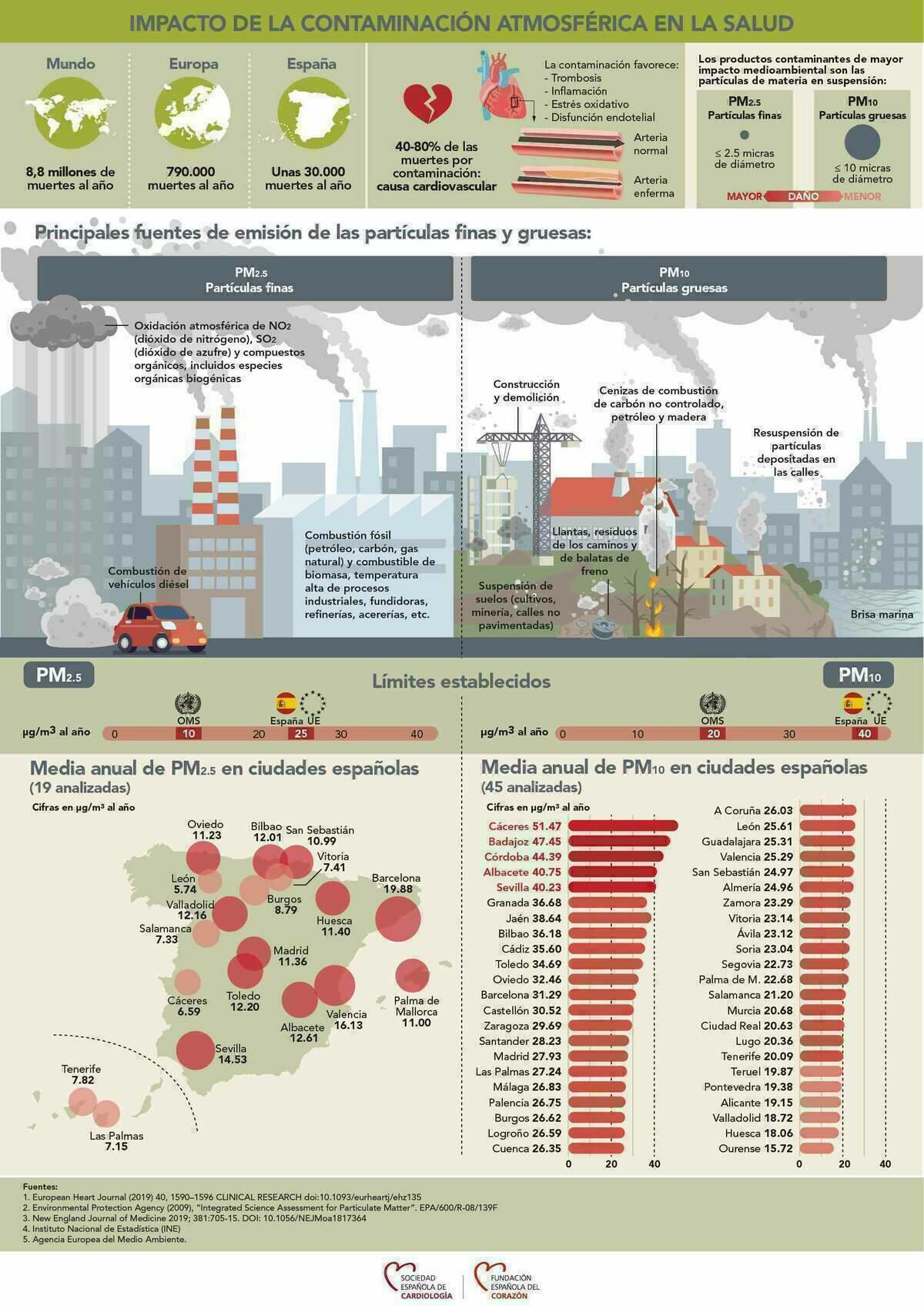 La FEC defiende la reducci&oacute;n de la contaminaci&oacute;n atmosf&eacute;rica como medida de prevenci&oacute;n de infartos.