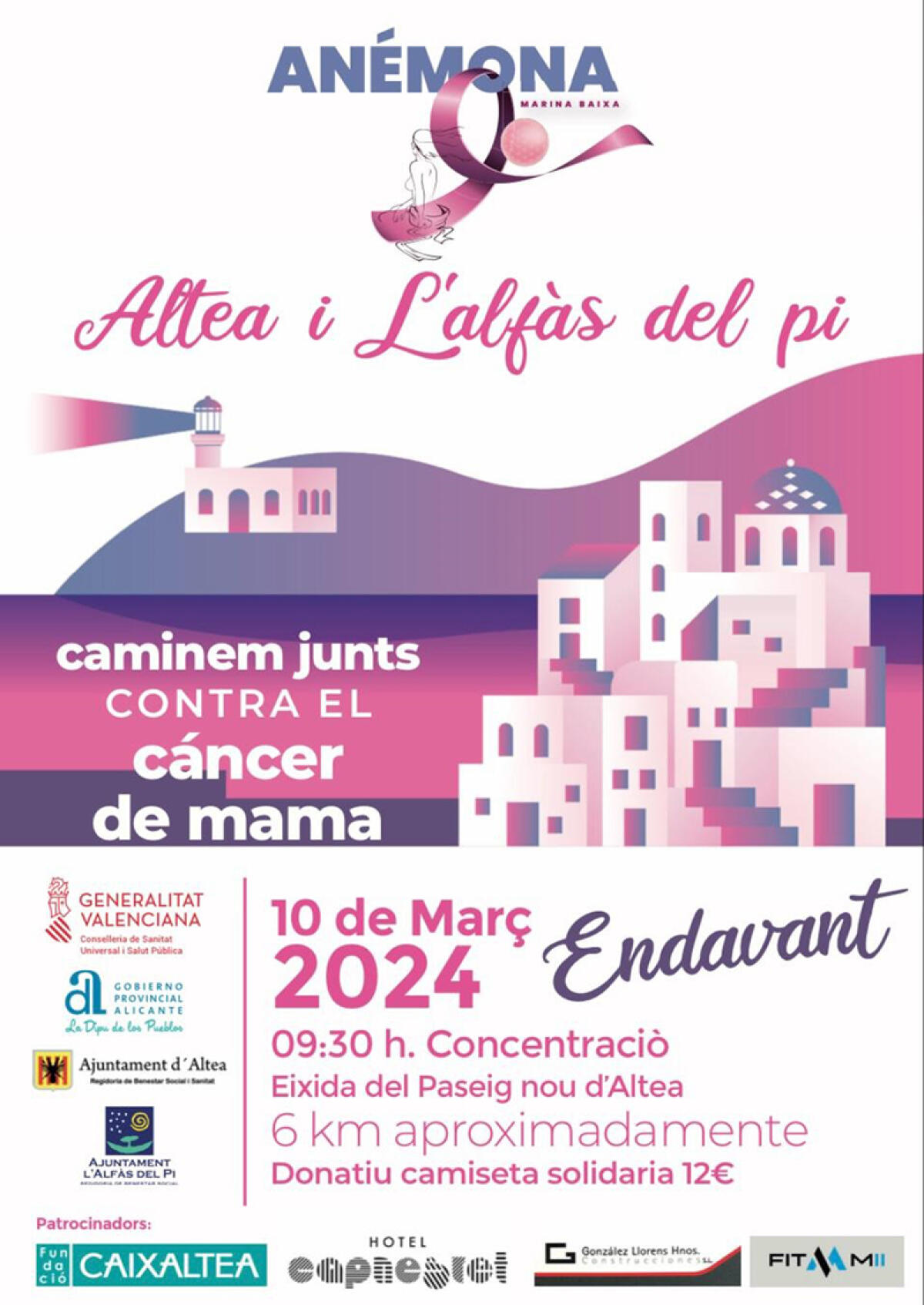 Altea y Alfàs del Pi unidas por la marcha solidaria de Anémona en su lucha contra el cáncer de mama y ginecológico