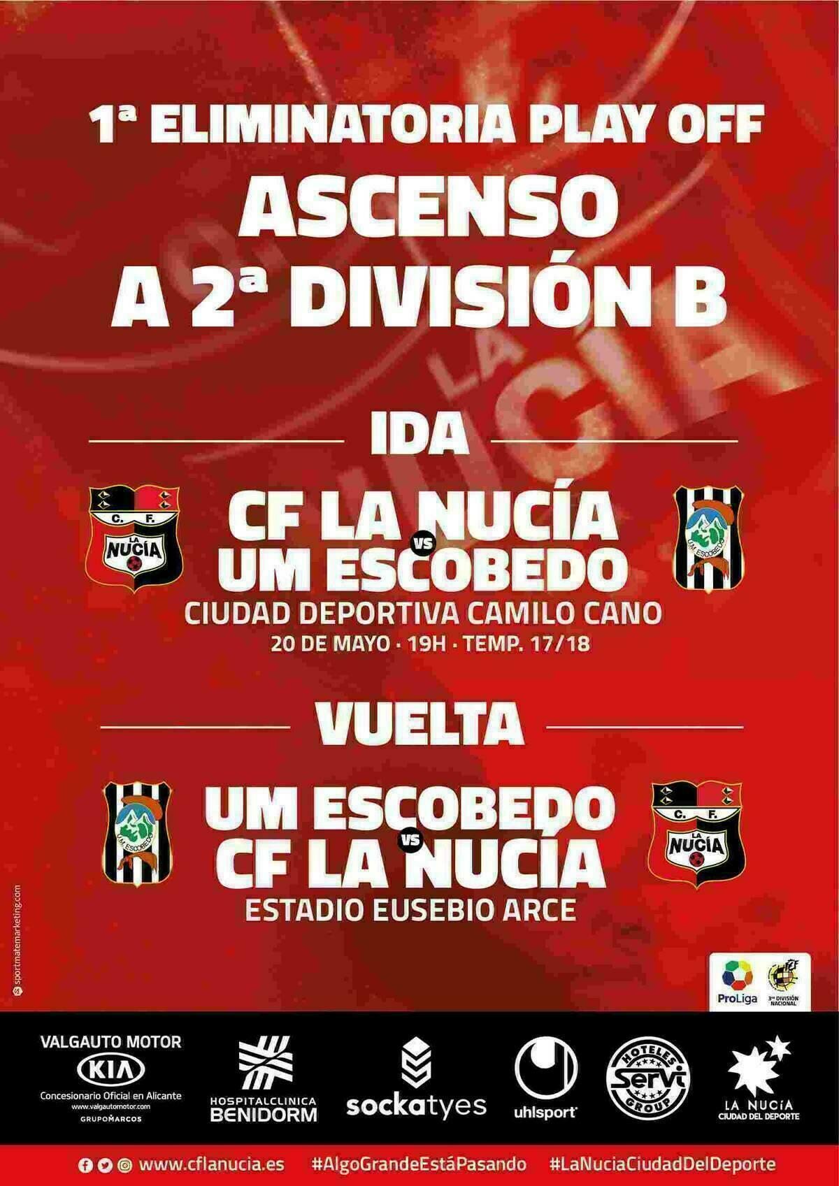 El C.F. La Nuc&iacute;a inicia este domingo la promoci&oacute;n a 2&ordf; B ante el Escobedo 