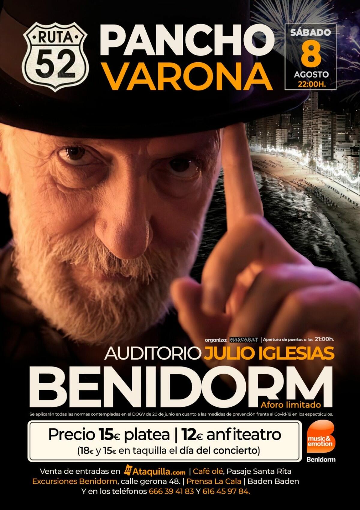 Pancho Varona y su gira Ruta 52 llegan el 8 de agosto a Benidorm.