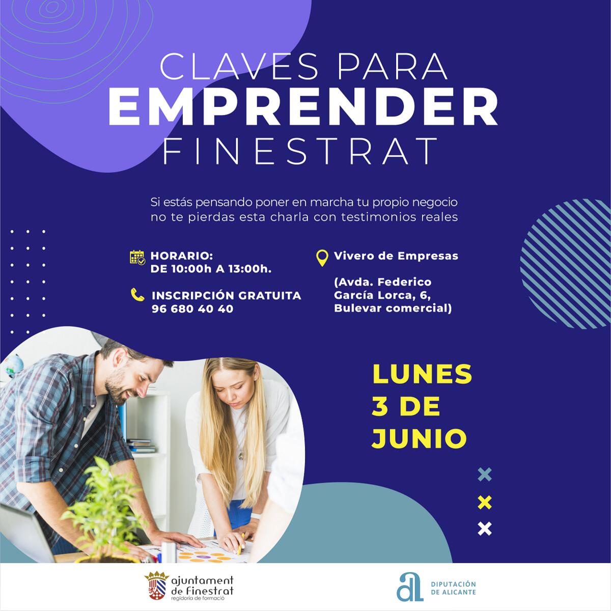 FINESTRAT SIGUE APOYANDO LA PUESTA EN MARCHA DE NUEVOS NEGOCIOS CON LA CHARLA “CLAVES PARA EMPRENDER”