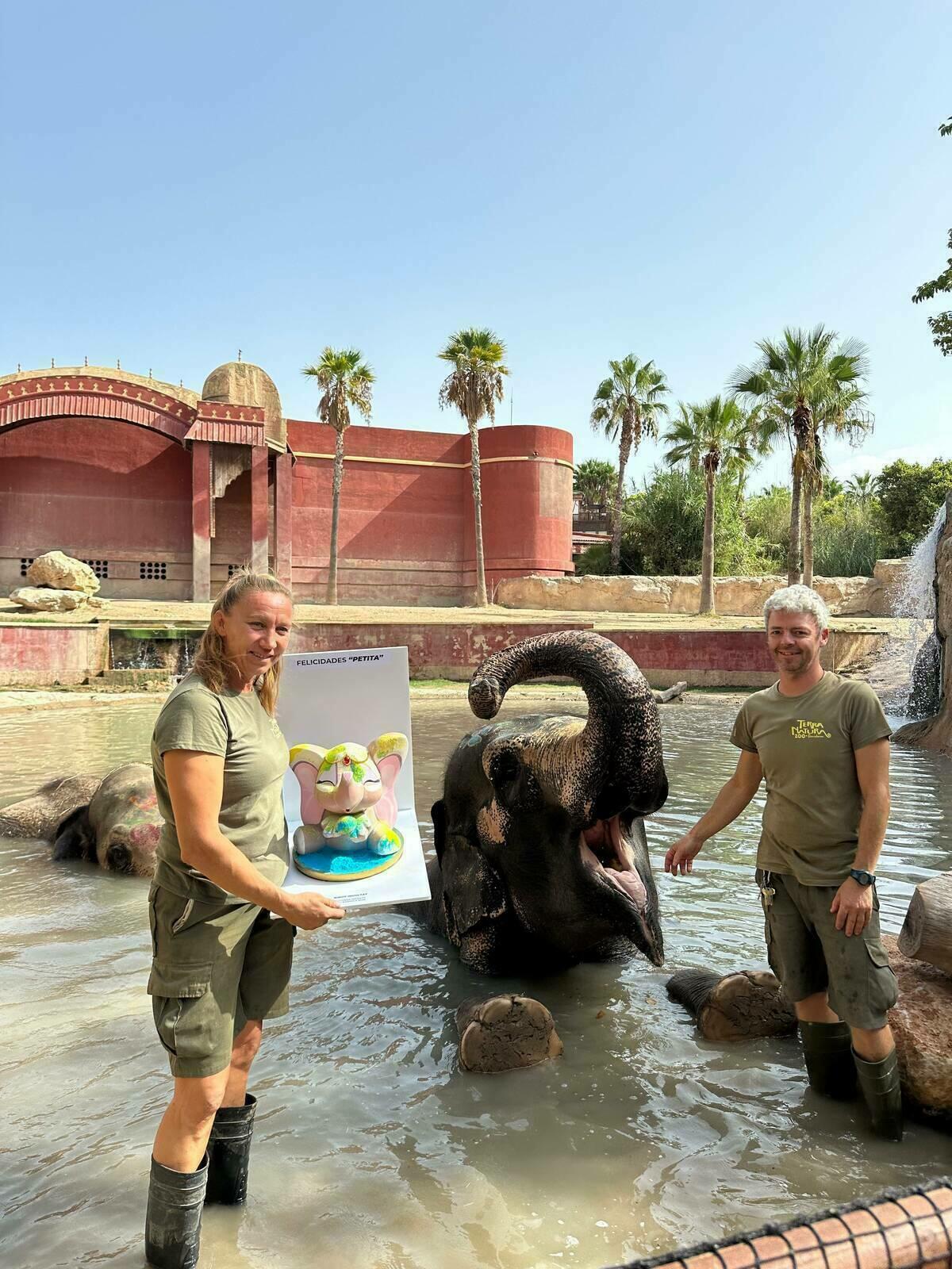 La Foguera La Ceràmica entrega un ninot de la elefanta Petita a Terra Natura Benidorm