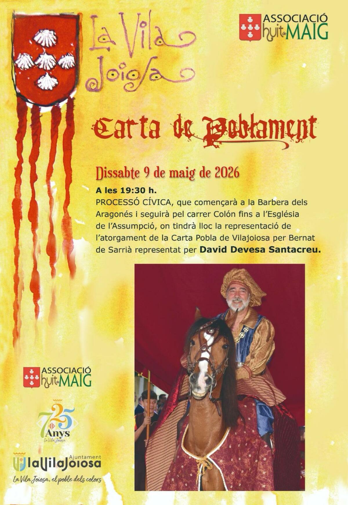 Villajoyosa celebra la Carta Pobla con la tradicional procesi&oacute;n c&iacute;vica y la representaci&oacute;n de la entrega del documento fundacional 