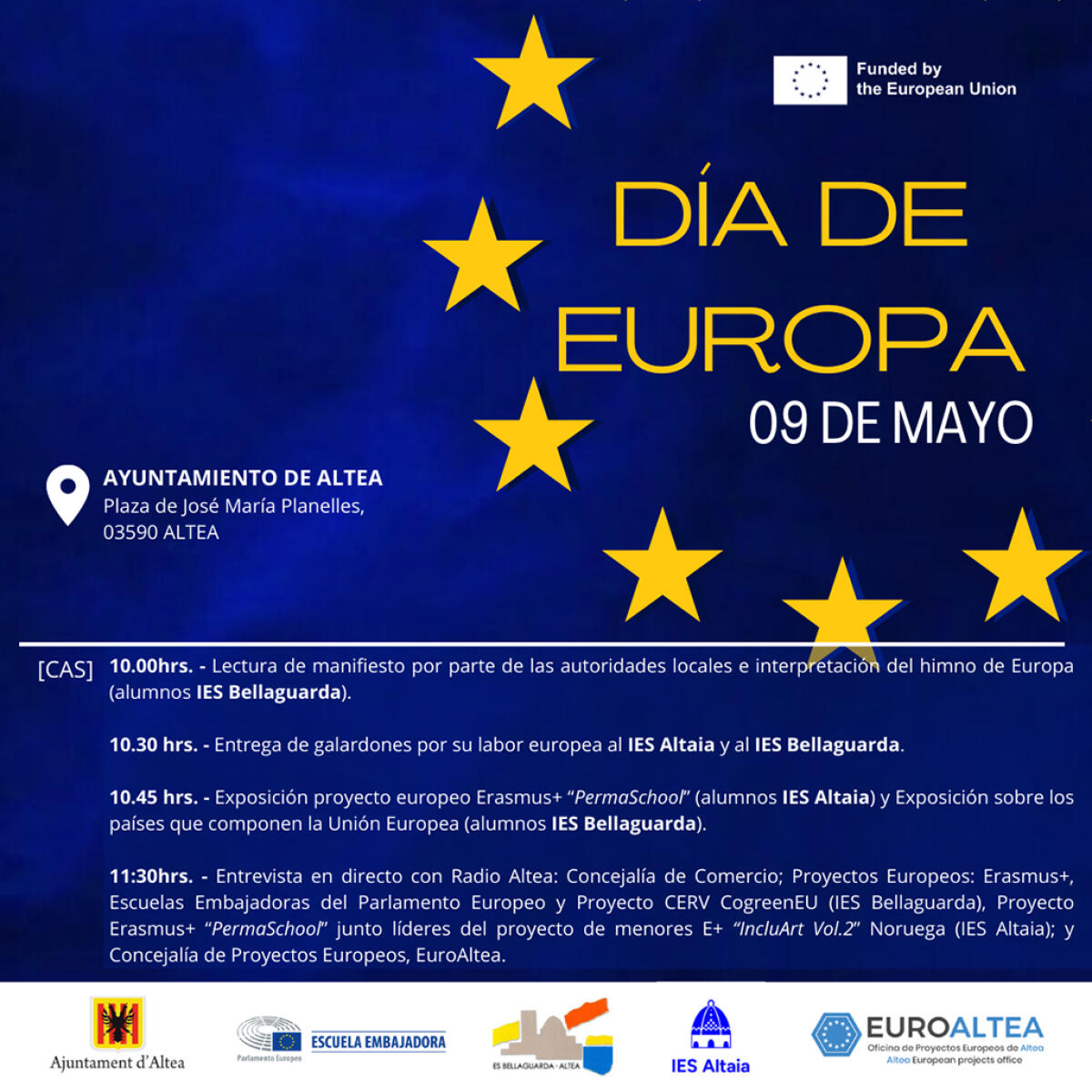 La Plaza del Ayuntamiento acogerá la celebración del Día de Europa en Altea