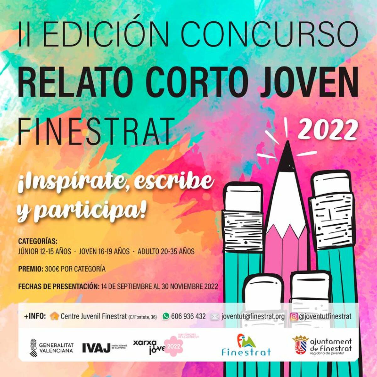 LA CONCEJALÍA DE JUVENTUD CONVOCA LA II EDICIÓN DEL CONCURSO “RELAT CURT JOVE FINESTRAT” 