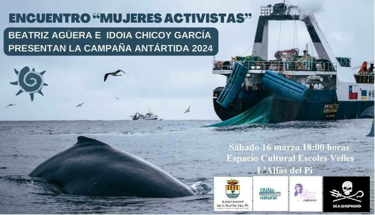 Las activistas de Sea Shepherd Idoia Chicoy y Beatriz Agüera participan este sábado en un encuentro en l’Alfàs 