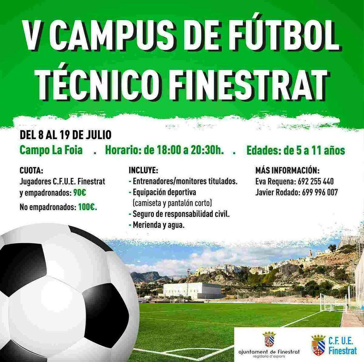 Finestrat celebra la 5ª edición del campus de fútbol técnico para niños/as de 5 a 11 años