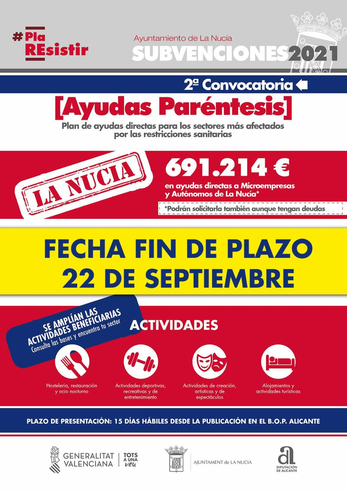 El plazo de las Ayudas “Plan Resistir 2” finaliza el 22 de septiembre